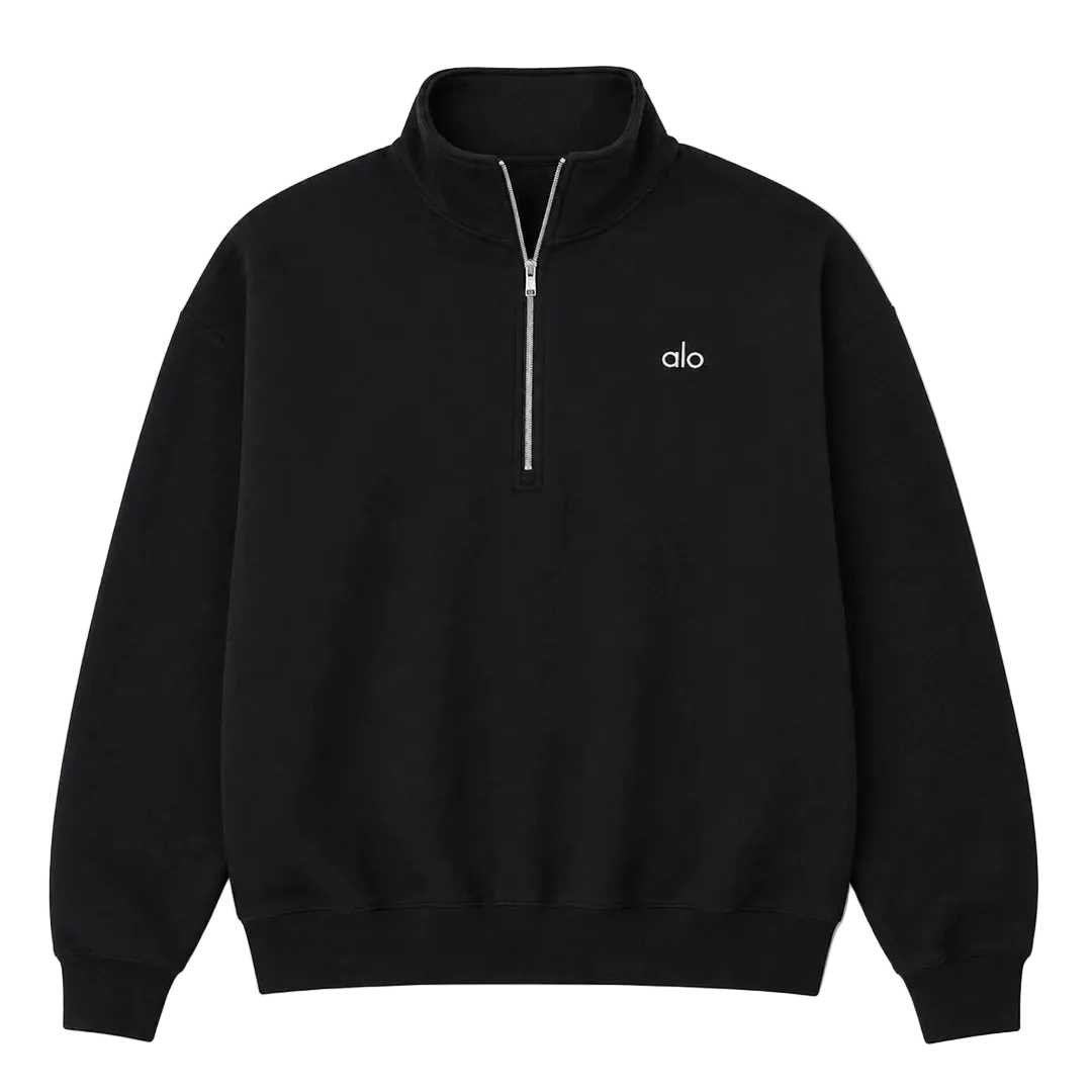 ALO Yoga Accolade 1/4 Zip Black Sweatshirt
