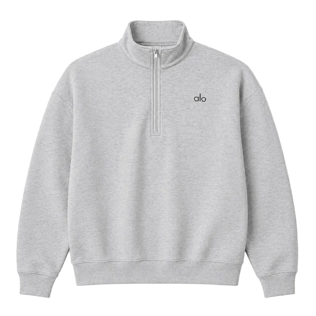 ALO Yoga Accolade 1/4 Zip Athletic Heather Grey Sweatshirt