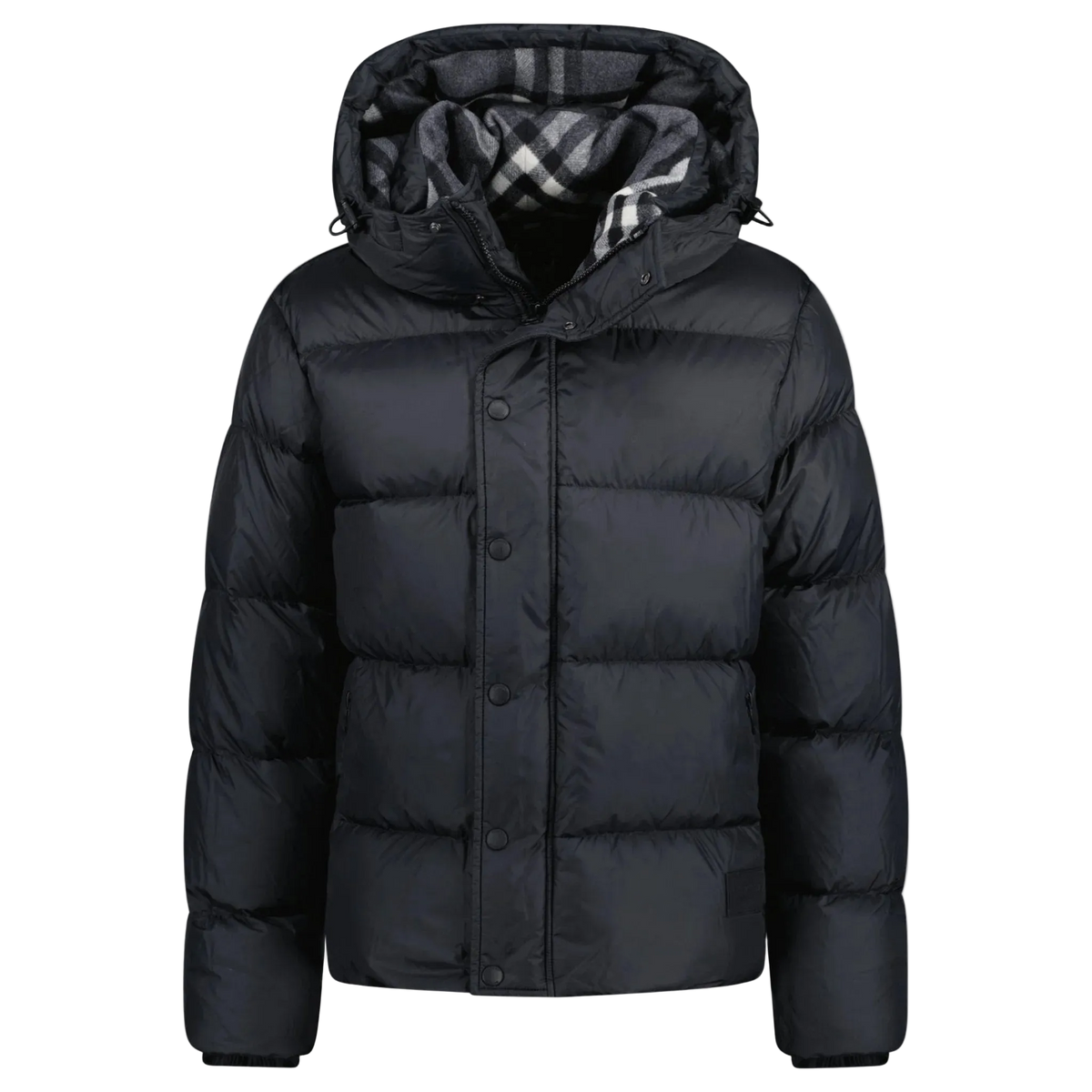 Burberry 'Halsby' Hooded Check Down Jacket Black